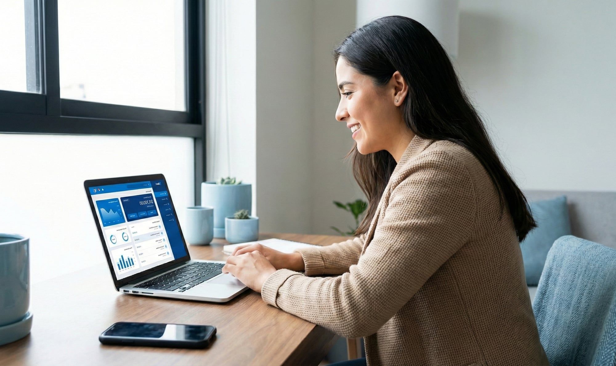 Persona trabajando con calma en su escritorio